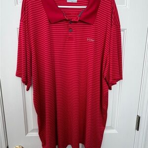 Columbia Men's Polo Shirt in Red and White Stripes
